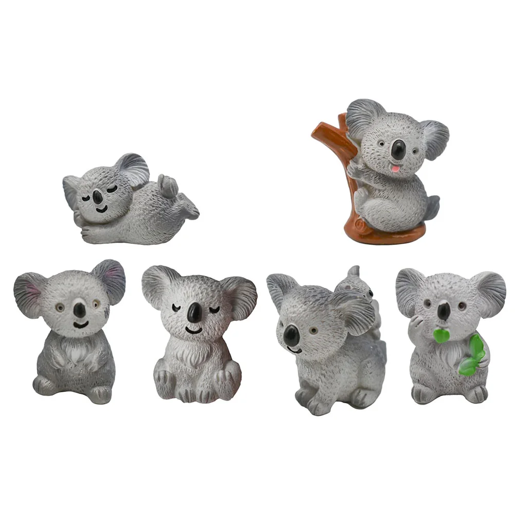 

6 Pcs Small Micro Landscape Koala Fairy Garden Animal Resin Mini Figurines