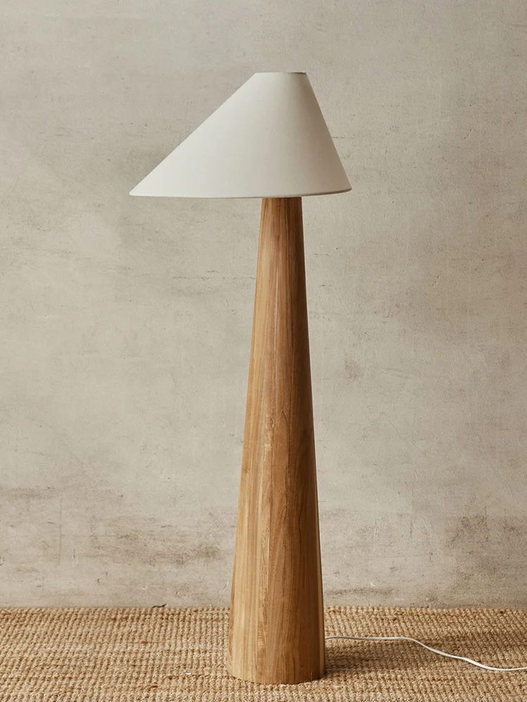Tapered Oak Wood Floor Lamp Wabi-sabi Vintage Floor light for Living Room Bedroom Study Tea House