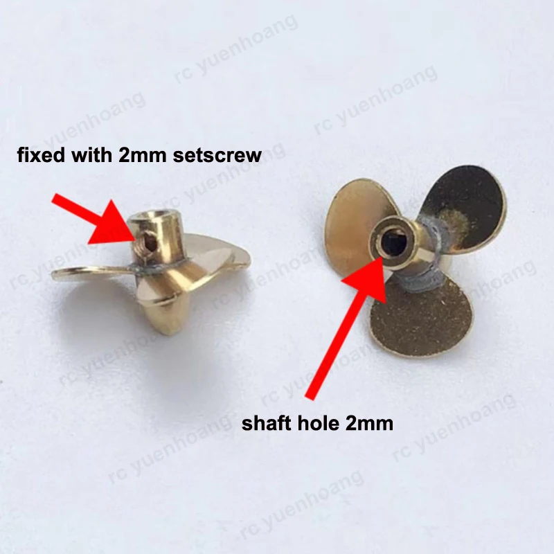 1Pair RC Simulation Ship 16mm 3-Blade Metal Paddle Shaft Hole 2mm Brass Propeller 16x2mm Positive Negaitve Props Replacement