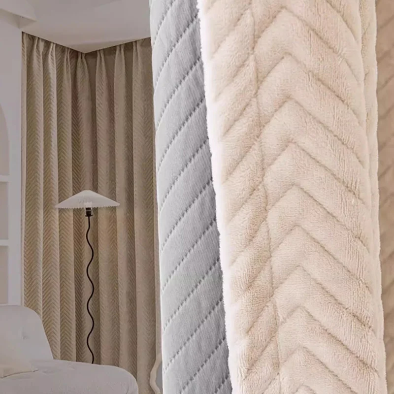 

1pc Finished American classic simple quilted curtain for warmth and cold resistance - Preserve good sleep, sold as a single piec