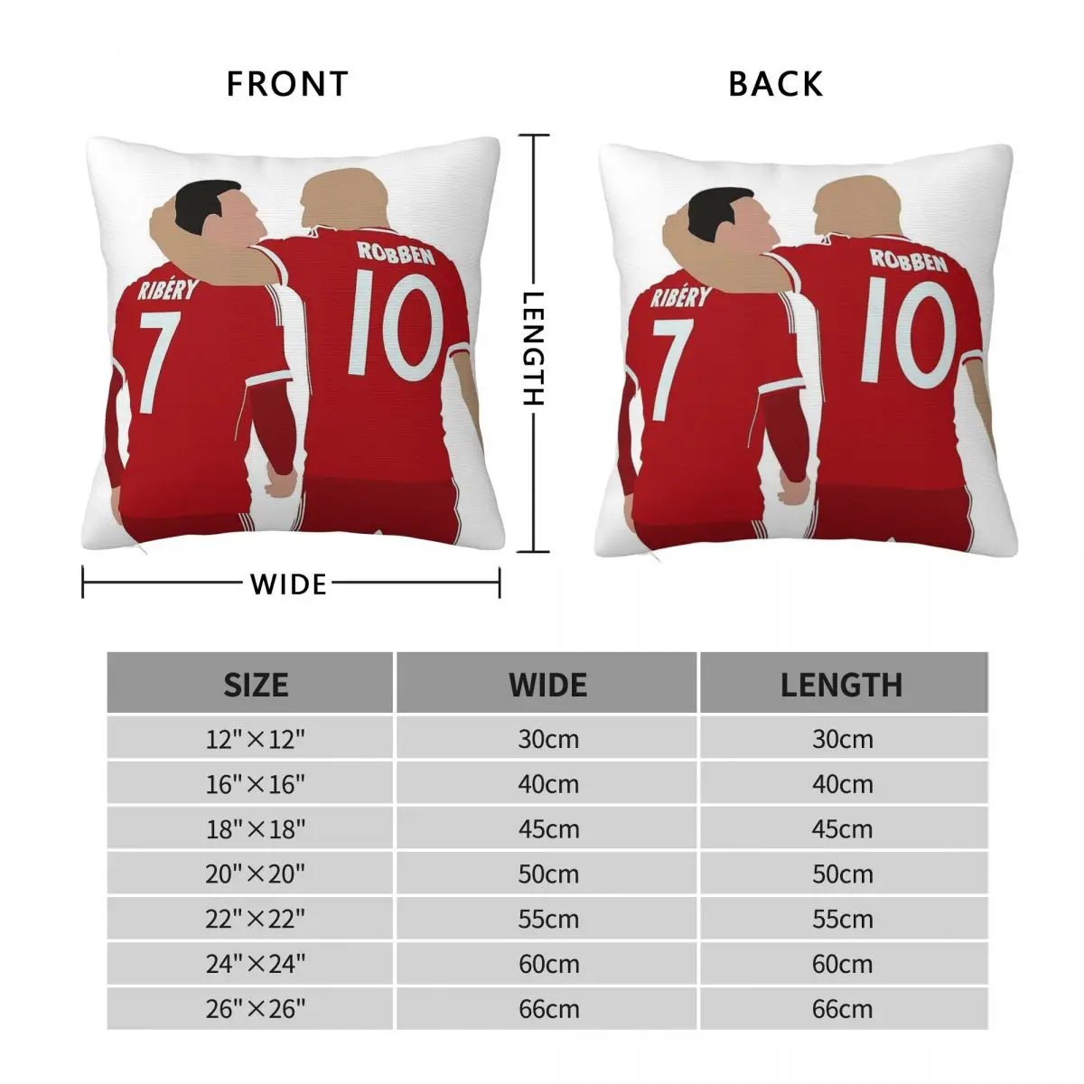 Arjen Robben Franck Ribery Square Pillowcase Polyester Linen Velvet Creative Zip Decorative Throw Pillow Case Sofa Cover 45x45