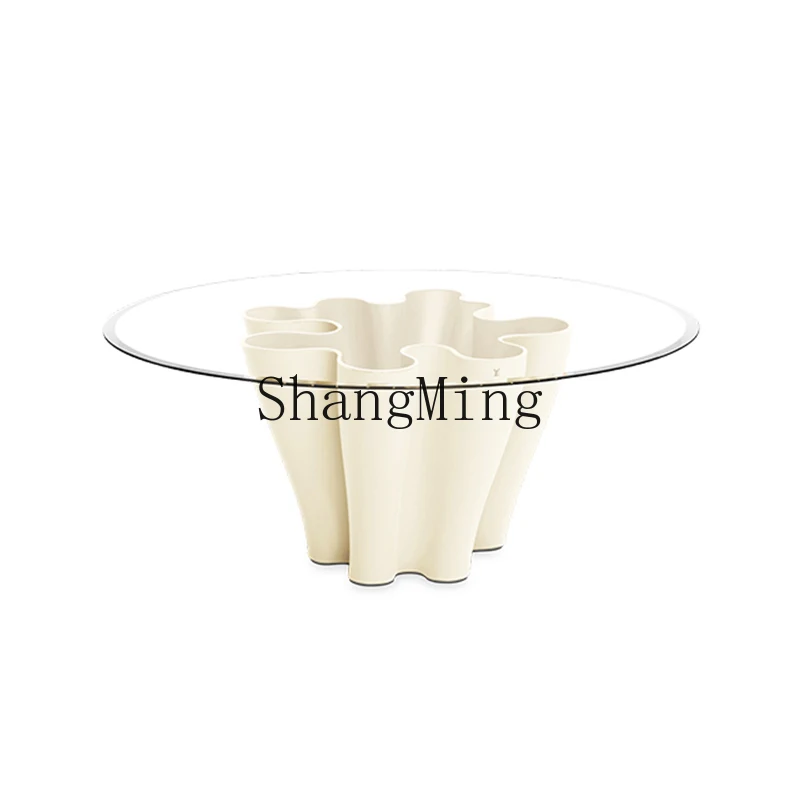 

FG fiberglass oval wave special-shaped high-end villa model room living room household petal table