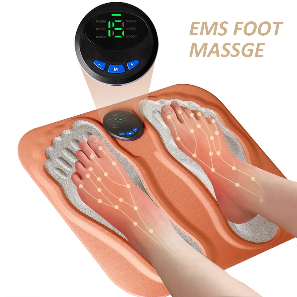 

3D EMS массажер для ног TENS Pulse массажный коврик для акупунктурных точек икр, 6 режимов, точечный массаж для кровообращения, снимает усталость