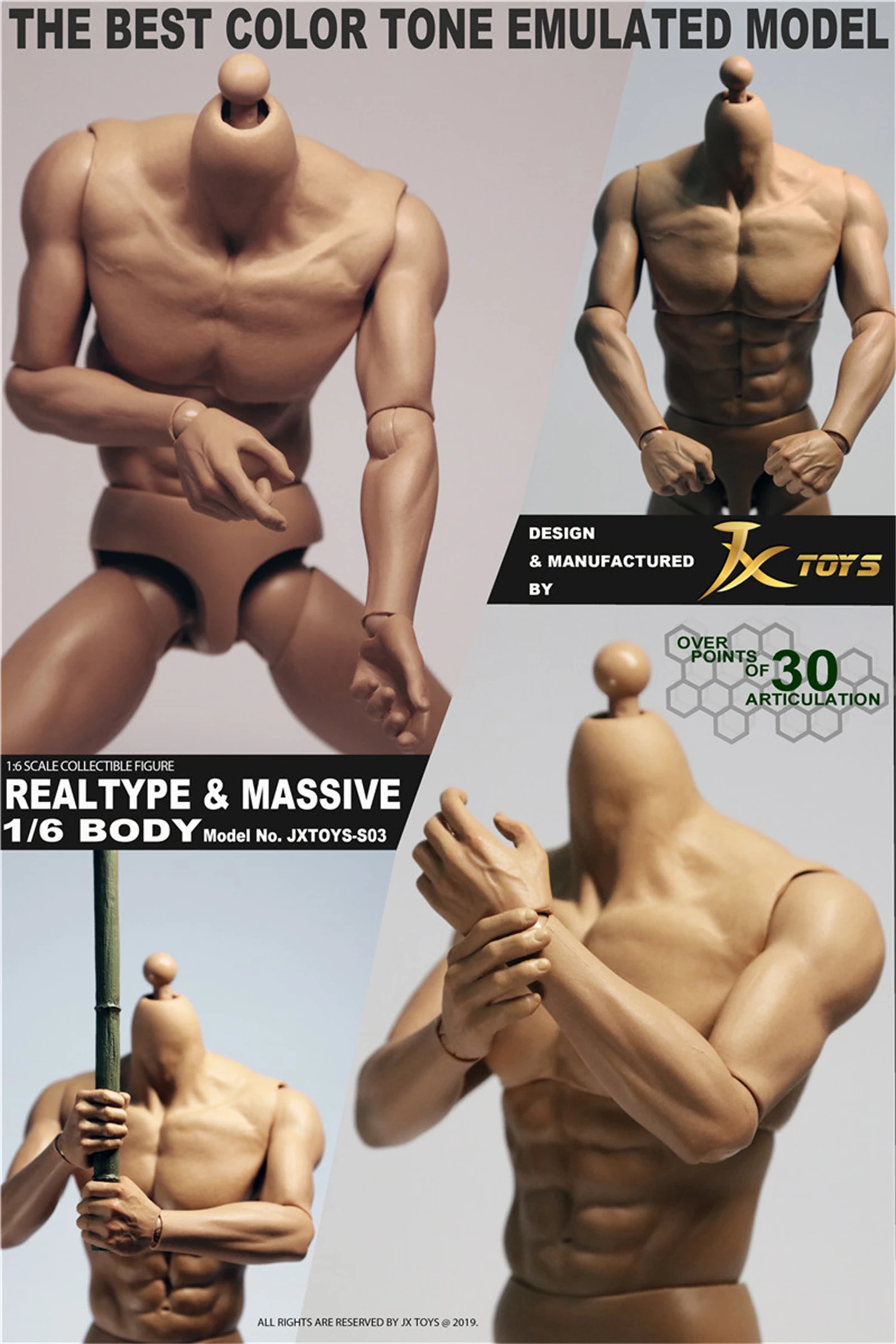 Jxtoys 1/6 Schaal JXS03 Mannelijke Sterk Lichaam Realtype Massive Action Figure 12Inches Man Pop