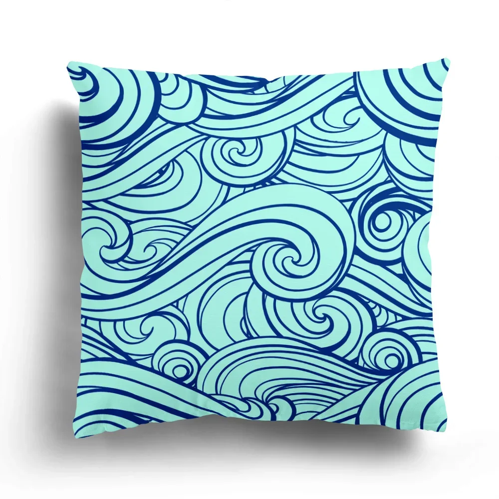 Green and blue wave pattern decorative pillow sleeve bedroom sofa seat car office pillow sleeve pillow case  decorative pillows