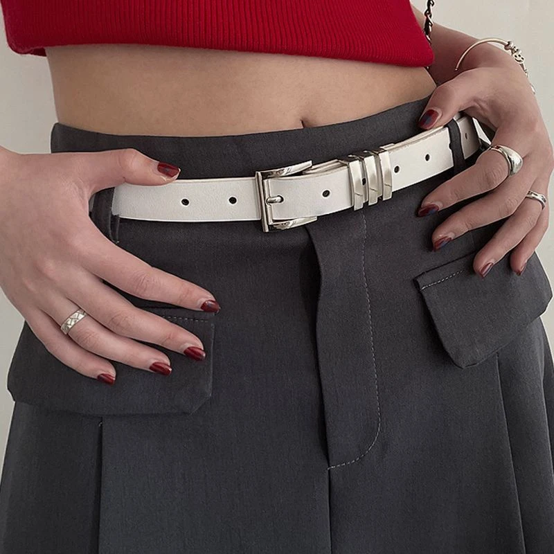 Новое женское декоративное платье с черным поясом, модное простое корейское отделение в стиле Ins, изысканный декоративный брючный ремень