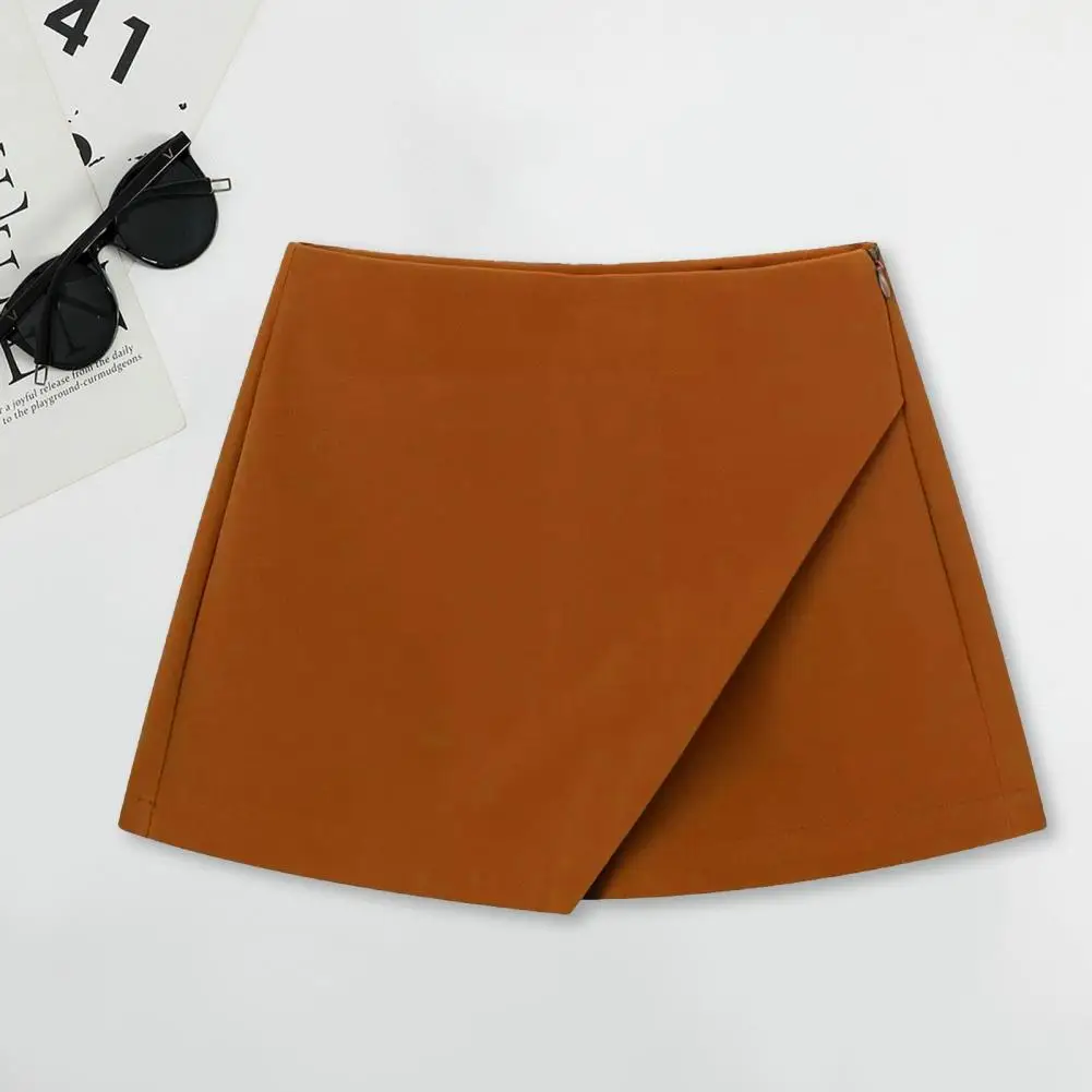 

Commute Shorts Stylish High Waist Women's Shorts Skirt with Hidden Zipper Closure Soft Breathable A-line Design for Commute