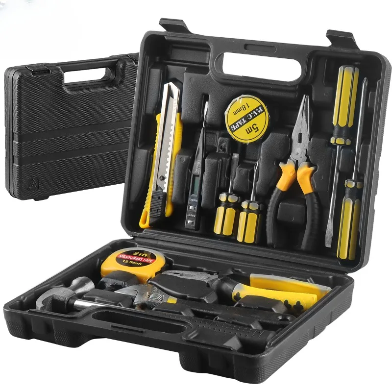 BIESUO Tools Set General House Hold Hand Tool Kit with Plastic Toolbox Storage Case Used To Car Repair and Home Repair