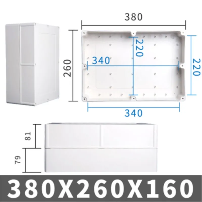 1Pc 380x260x160mm ABS Plastic Waterproof Outdoor Terminal Power Button Box