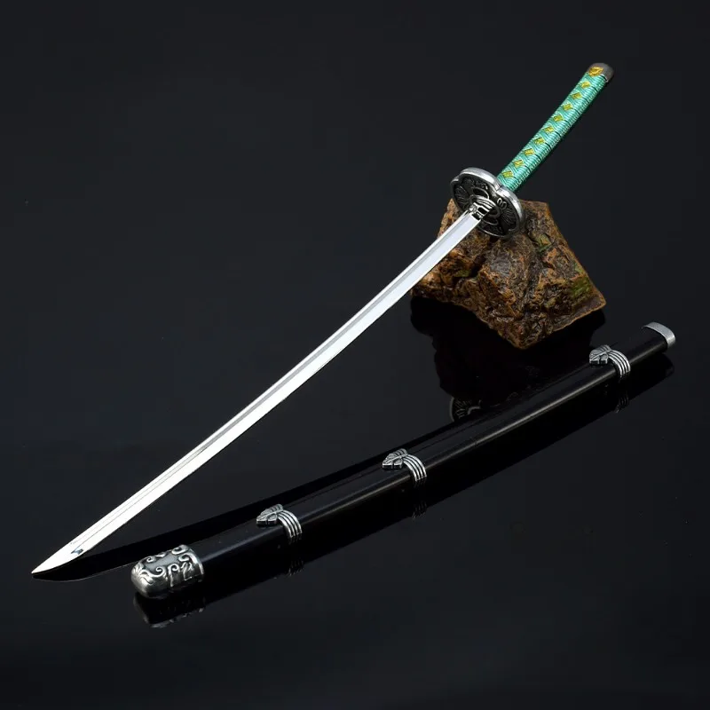 Mortal Blade Anime game Wedge Pill Katana Metal sin cortar modelo de arma para exhibición, regalos, adornos de colección, juguetes para niños, 26cm