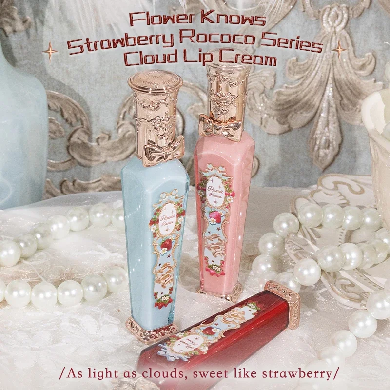 New Flower Knows Strawberry Rococo Series Cloud Lip Cream Lipsticks 3.5g Beauty Glazed Mirror Lip Gloss Delicate Lipstick