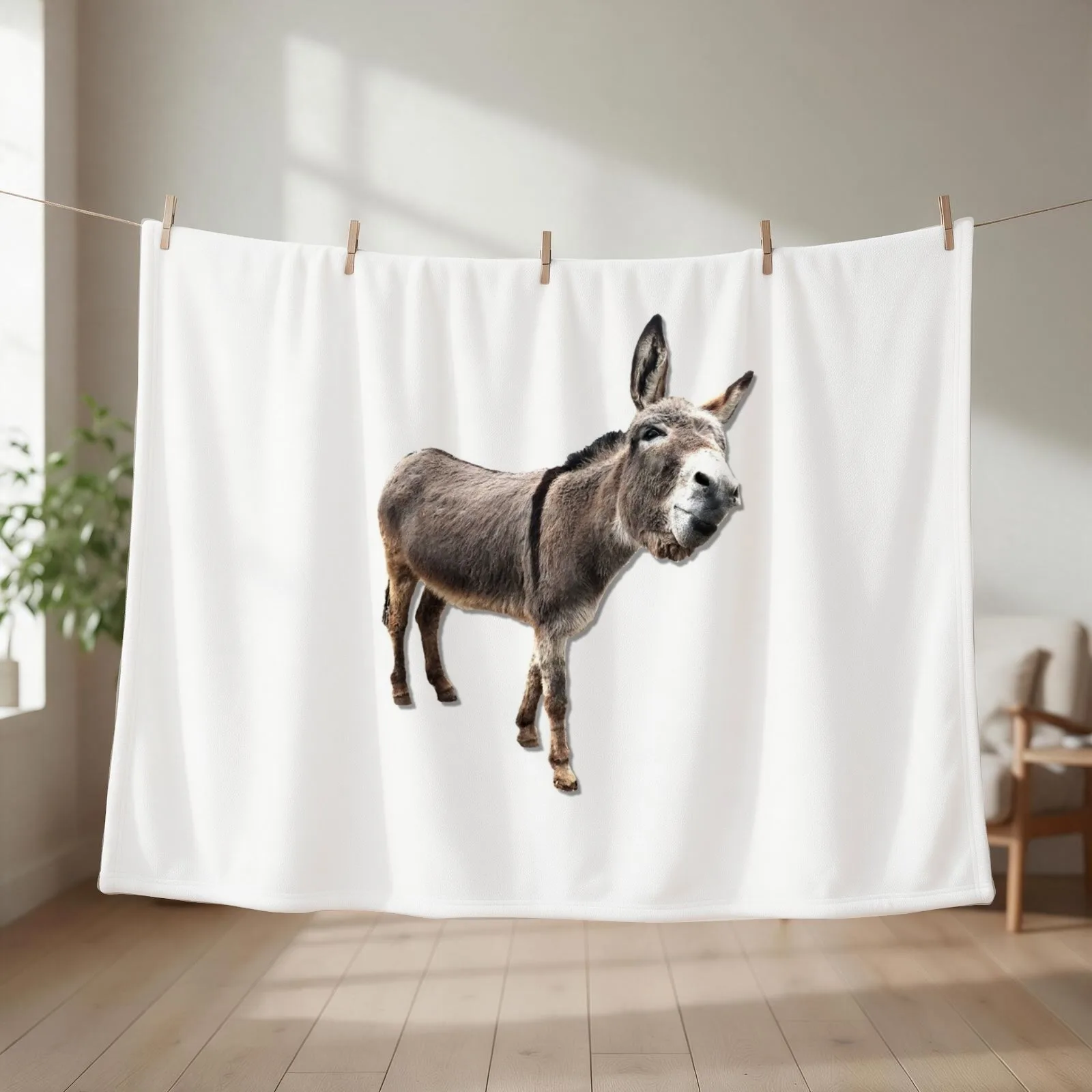Sassy Burro/Donkey With Judgmental Face Throw Blanket couch cozy soft plush fuzzy picnic outdoor blanket