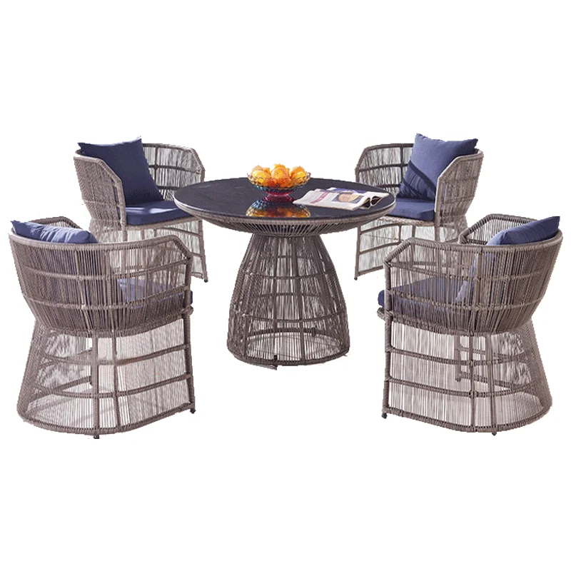 Outdoor table and chairs, garden designer, rattan furniture, balcony hotel, casual dining table five-piece