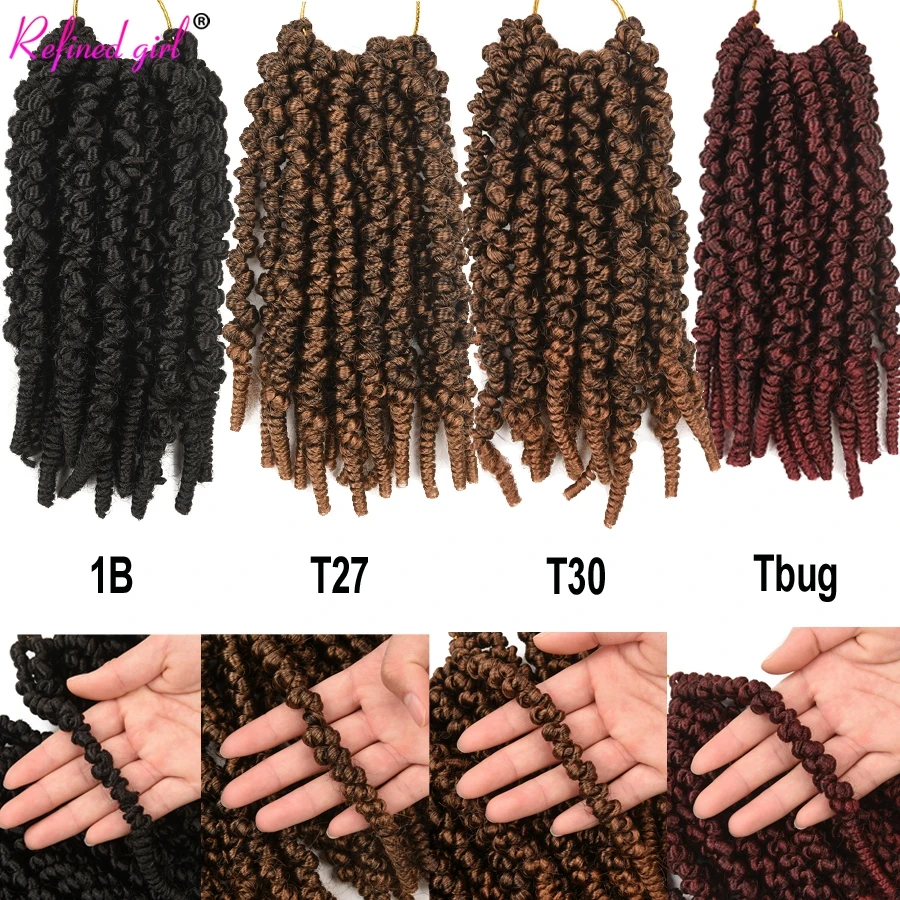 Extensiones de cabello trenzado de ganchillo de 8 pulgadas, pelo sintético corto y esponjoso, 15 hebras por unidad