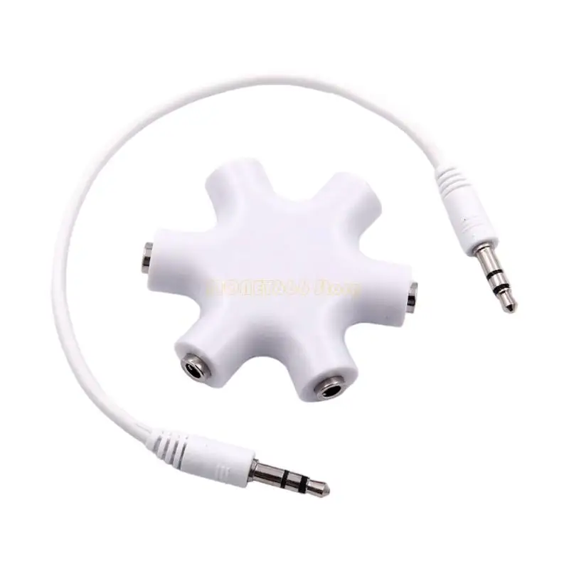F62C 5 Way Stereo Splitter 3.5mm Auxiliary Adapters Gold Plated Interfaces Lossless Sound Quality For Classroom Travel