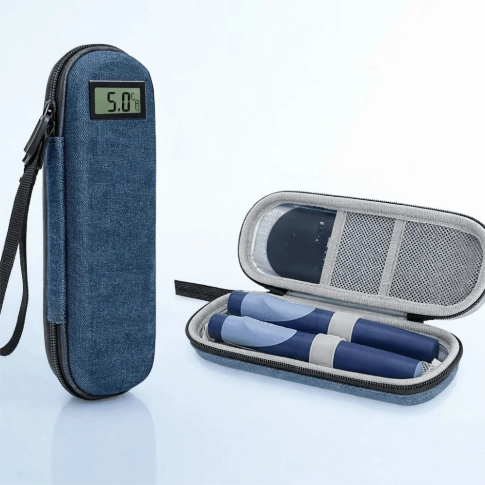 Oxford Cloth Insulin Cooler Bag Insulin Vial Protector Thermometer Display Insulin Vial Storage Case Waterproof