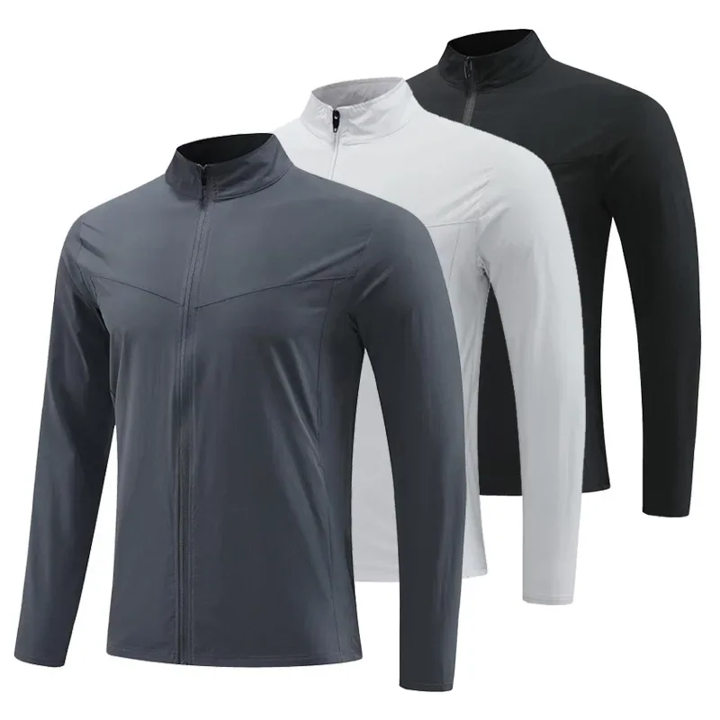 

Mens Gym Fitness Long Sleeve Outdoor Workout Tops Training Running Zipped Jacket Golf Sweatshirt Outdoor Cycling Sportswear