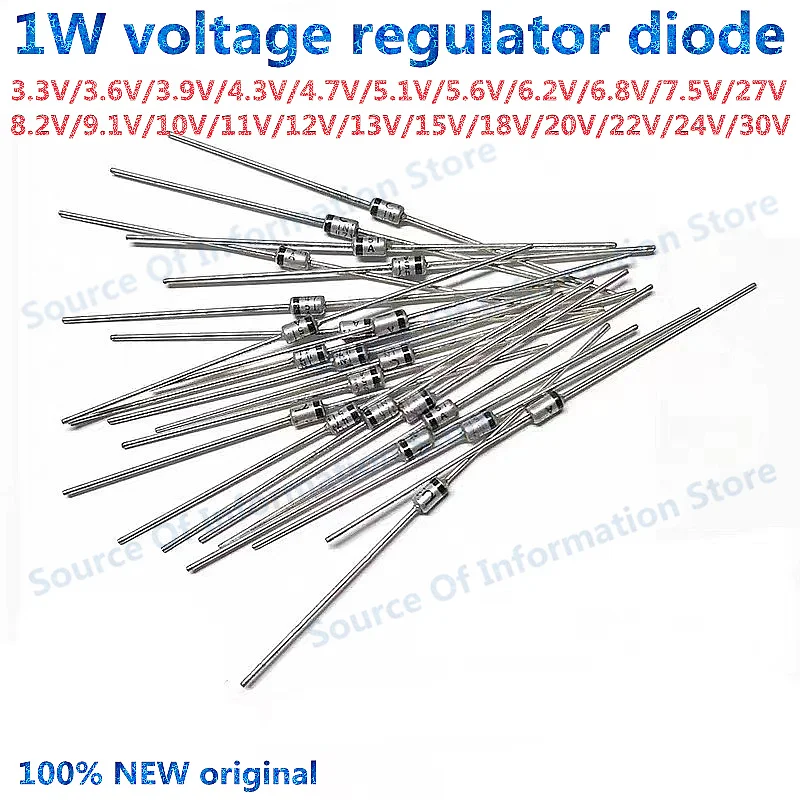 

100Pcs, Regulator Diode, 1W, 1N4744A, 15V, 12V, 3.3V, 20V, 10V, 1N4728A-1N4852A, 100% New