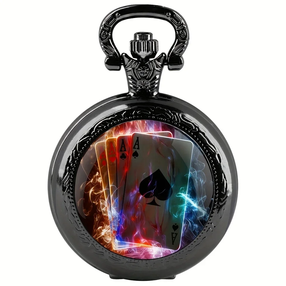 1 قطعة بوكر بلاك بيتش ساعة جيب كوارتز ريترو، ساعة جيب بقلادة سوداء رائعة، هدية للرجال