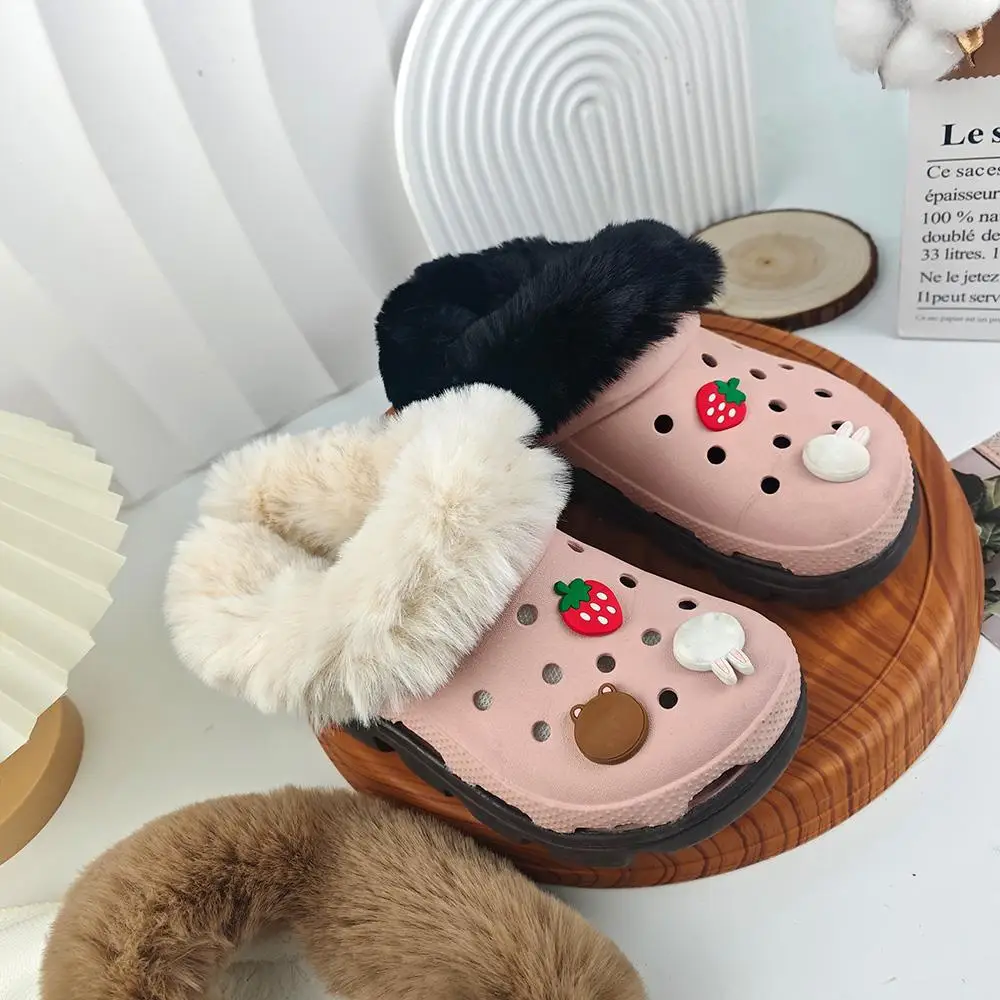 

1 Pair Shoes Liners Soft Furry Inserts Useful Shoes Clogs Insoles Replacement Item Thickened Plush Cover Durable Hole Shoes