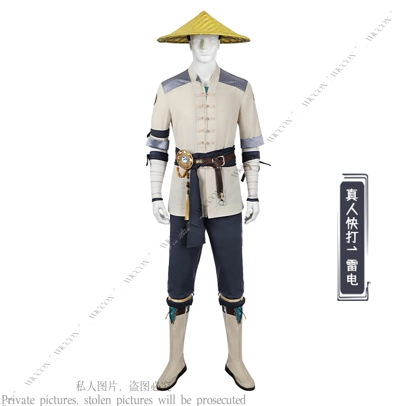 Raiden/Rayden Cosplay Game God of Thunder Shoes Straw Hat Game Guardian Man Halloween Party Martial Arts Clothing Role Play