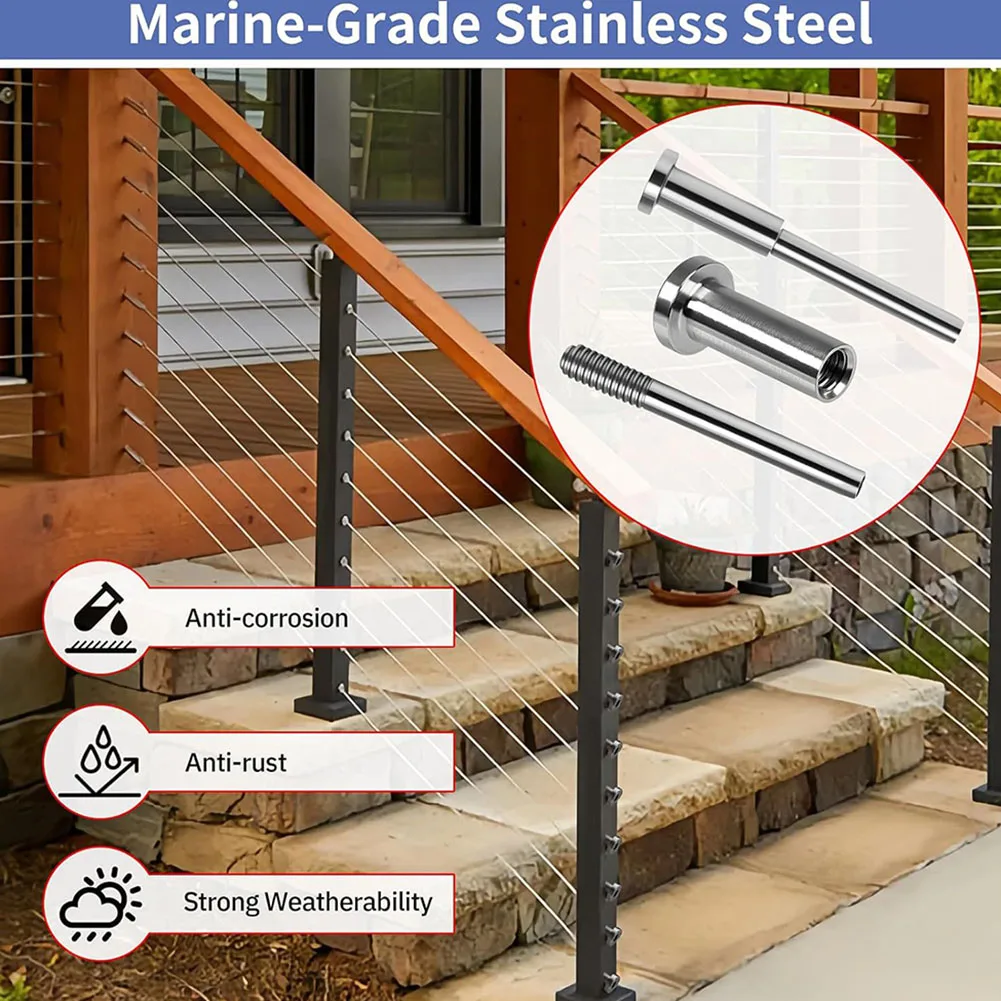 20pcs Stainless Steel Invisible Cable Railing Kit Hardware Accessory For Home Outdoor Decor Easy Installation