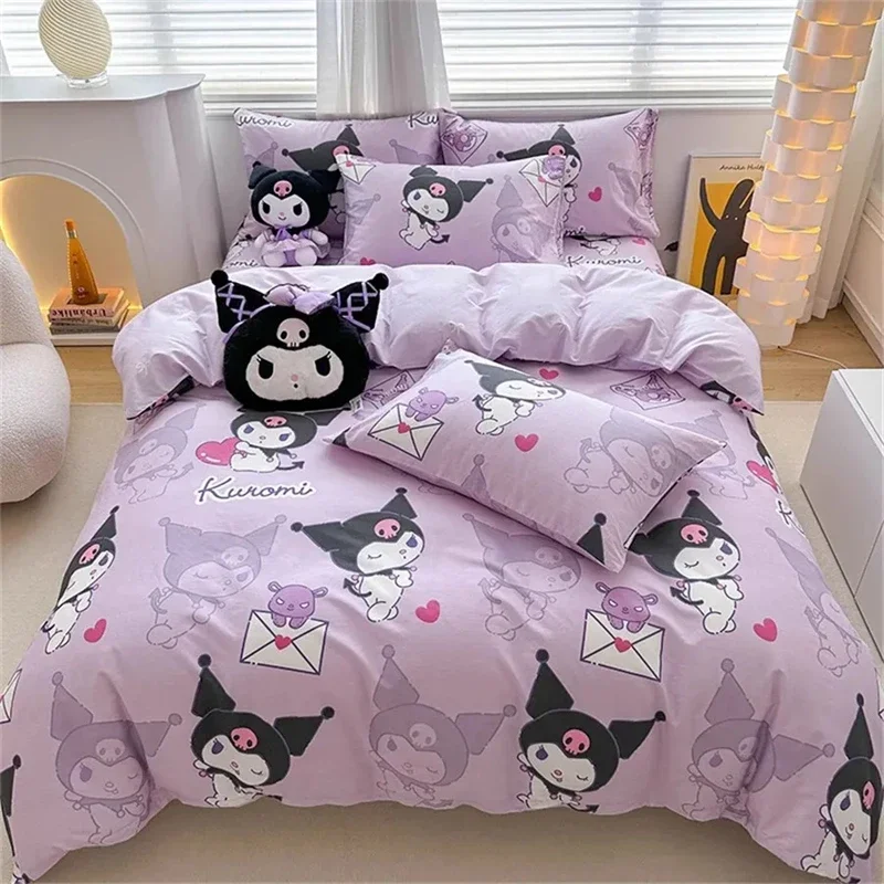 

Kawaii My Melody Kuromi Cinnamoroll Duvet Cover Pillowcase Bedding Set Cute Beauty Cartoon Animation Home Dormitory Room Decor