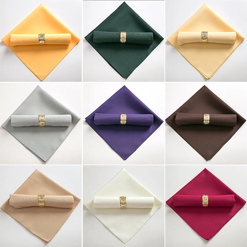 10Pcs 48X48cm Polyester Cloth Napkins for Restaurant Wedding Banquet Dinner , Dark Green