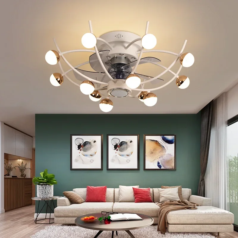 

Nordic Creative Ceiling Fan Light Modern Simple Restaurant Ceiling Light Living Room Bedroom LED Ceiling Fan Lamp Home Light