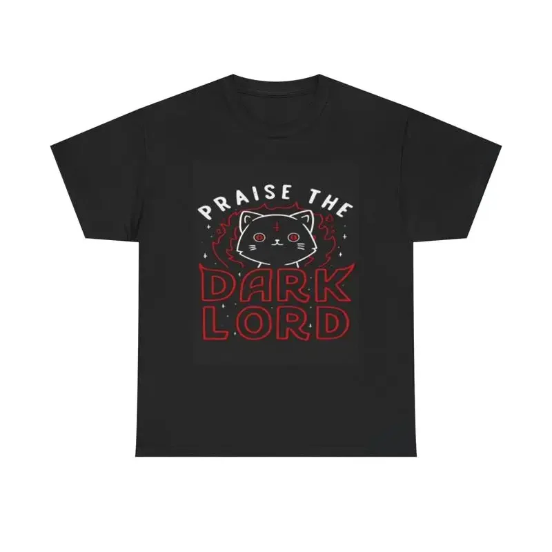 Praise The Dark Lord Kitten Funny T Shirt Vintage Heavy Cotton