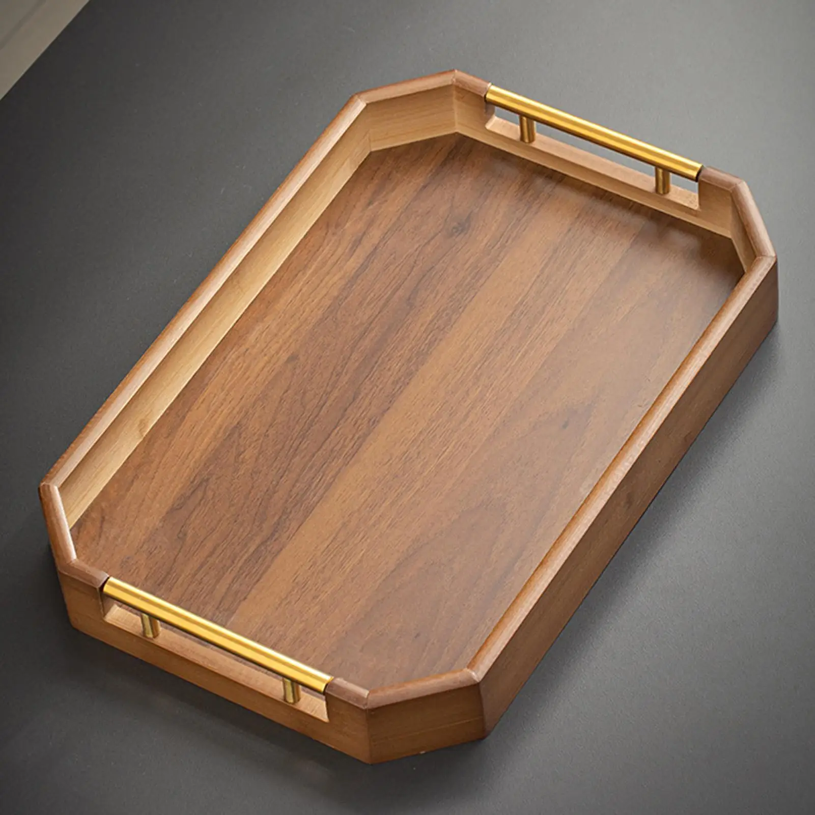 Wooden Tray Octagonal Anti-Spill Platter Wooden Serving Trays Home Decor for Indoor Outdoor Home Bedroom Living Room Kitchen