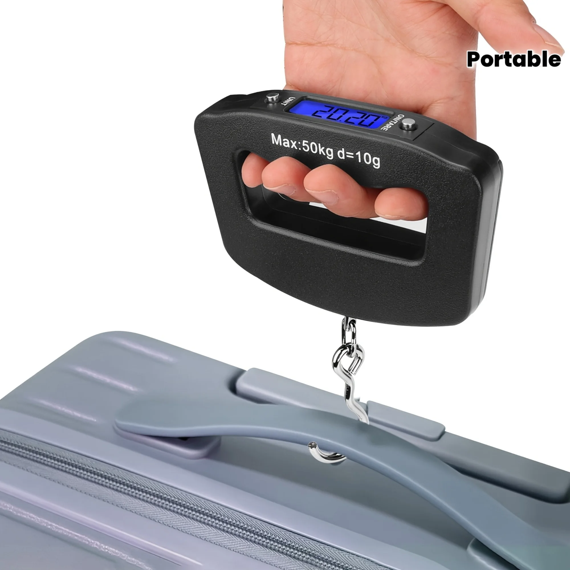1pc Digital Luggage Scale, Baggage Weight Scale, 110 Lb (50kg) with 10g Deviation, Portable Handheld Suitcase Weight Scale with Hook for Travel, Fish Weighing, High-Precision Digital Handheld Scale with Spring Load Cell - Lightweight Portable