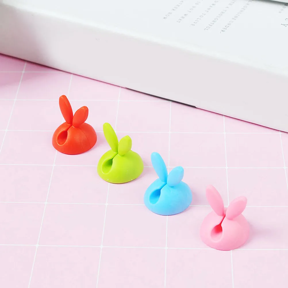 8Pcs Rabbit Ears Shape Cable Clips Self Adhesive Cord Organizer for Desk TV Power Strip Computer Phone Wire Management Cable