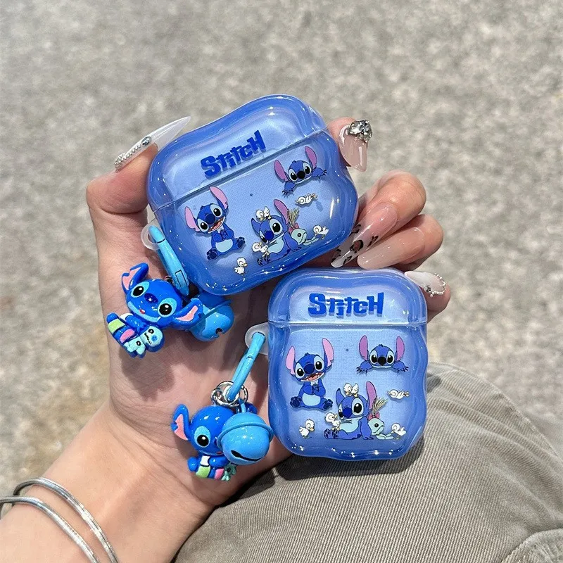 ديزني غرزة الكرتون حقيبة سماعة الاذن مع قلادة ل Airpods 4 3 2 1 Pro Pro2 أنيمي لينة مكافحة قطرة قذيفة لطيف الغطاء الواقي #2