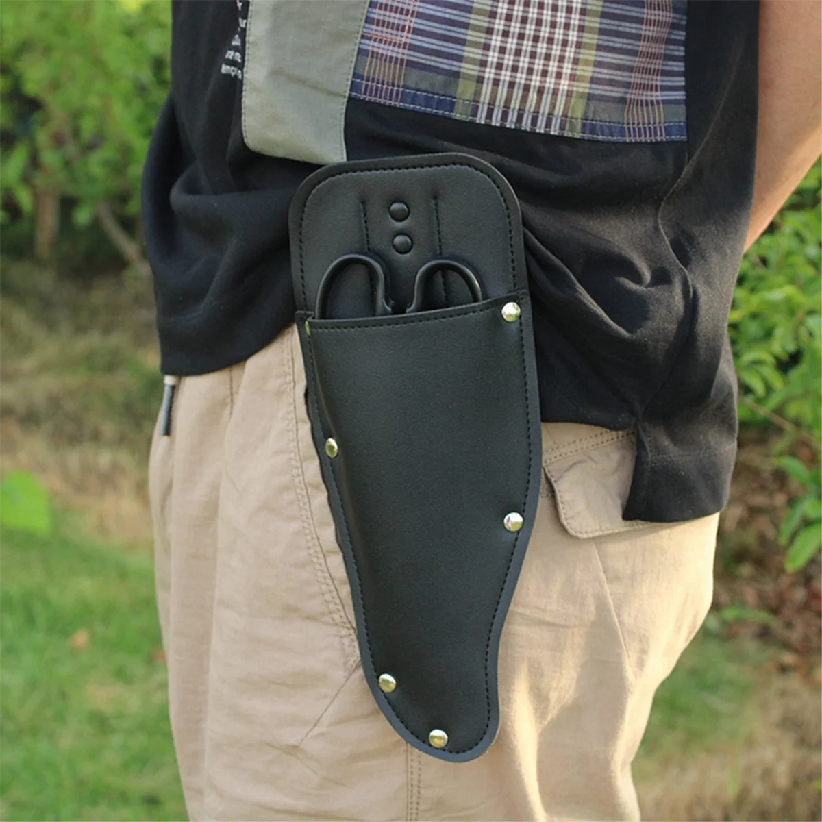 AA25 Heavy Duty Garden Scissors Holder PU Leather Waist Tool Pouch for Pruning Shears Secateurs with Belt Loop for Outdoor