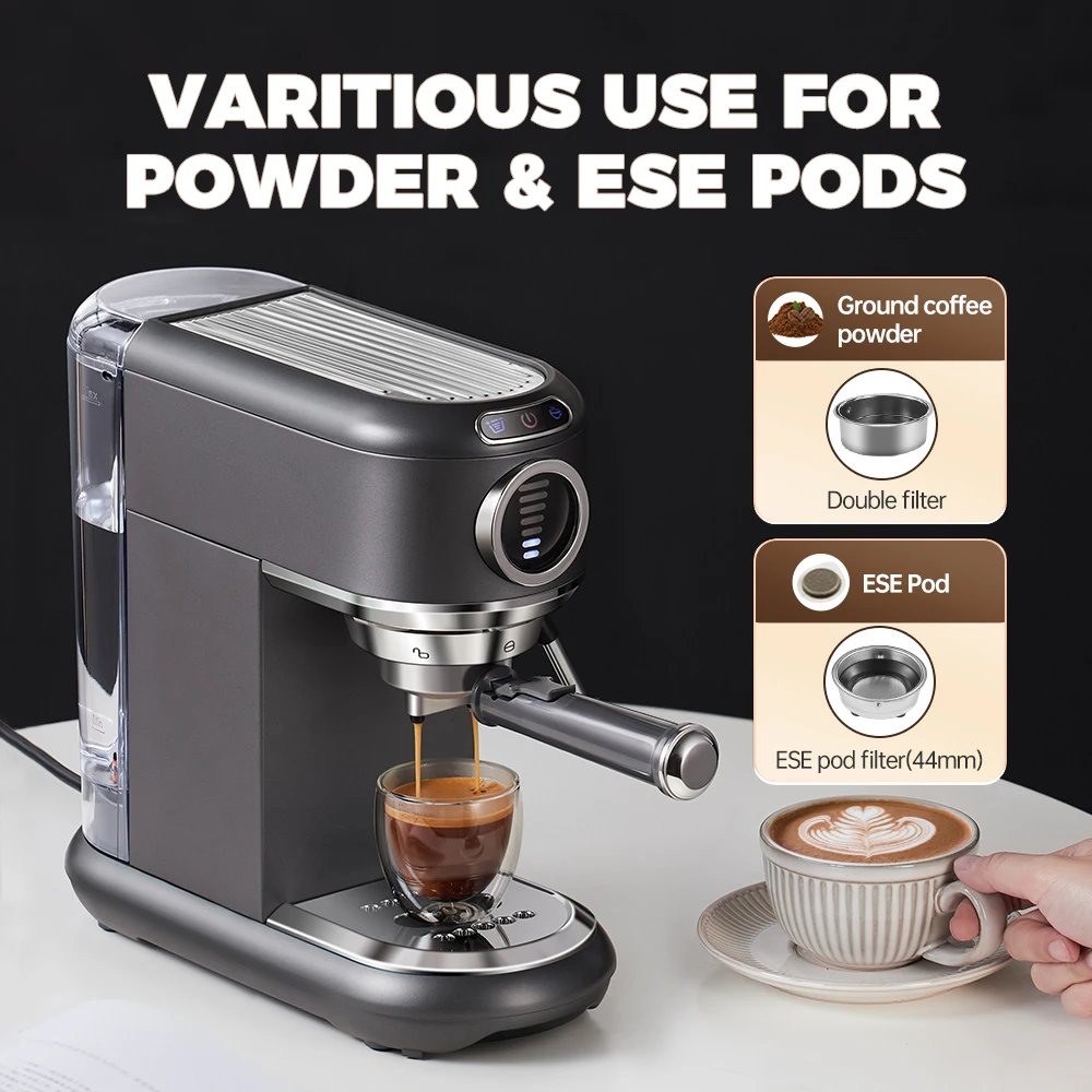 Best Wholesale Cafe Coffee Machine 19Bar Semi Automatic Espresso Coffee Making Maker Machines Capsule Coffee 601F