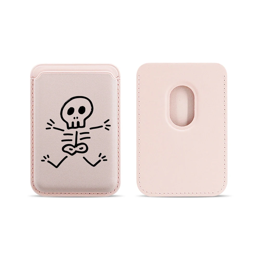 Künstlerische Totenkopf-Leder-Kartenhülle für Magnetische Hüllen, Geeignet für alle iPhones, für Magsafe-Karten-Handytasche – Detail 16