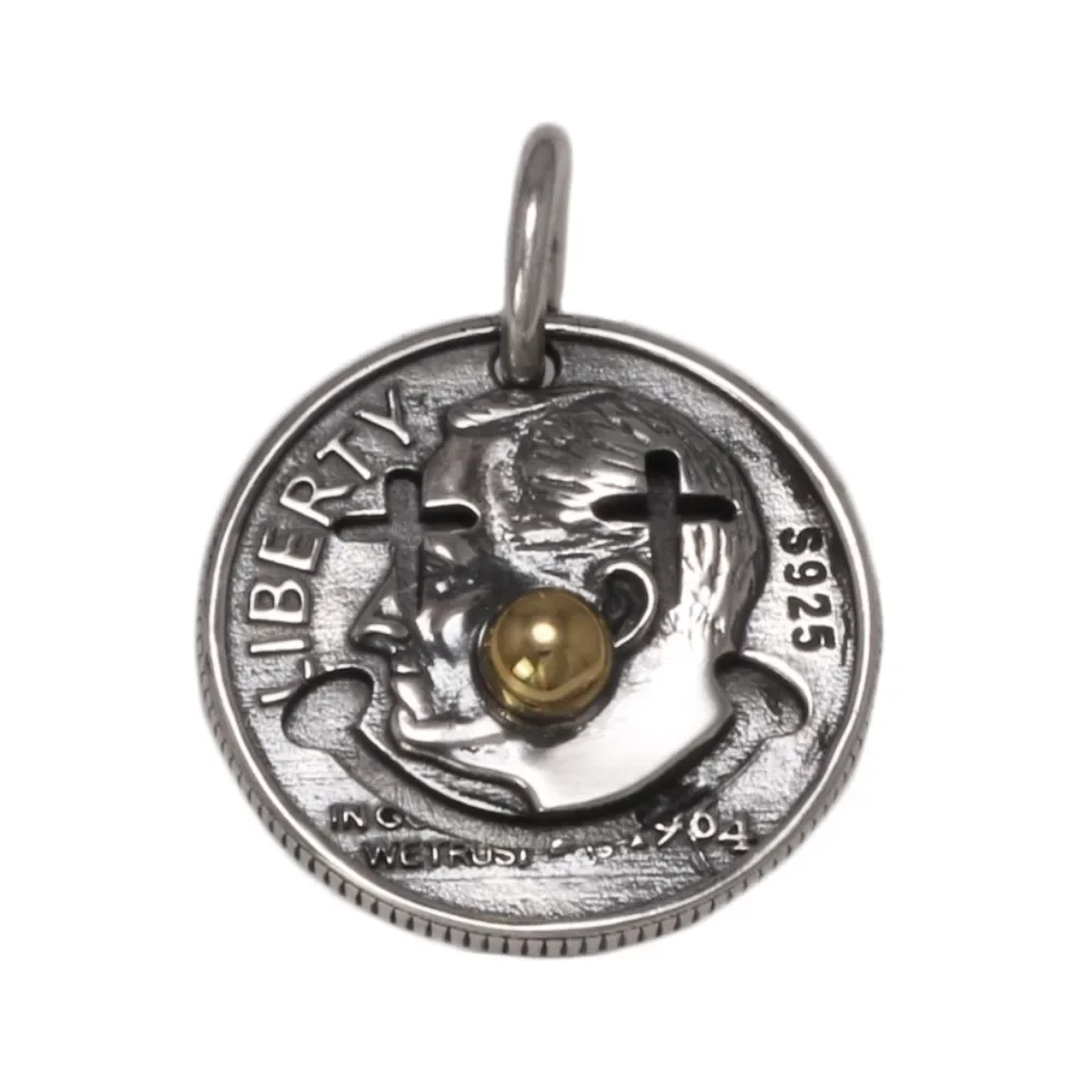 Genuine 925 Sterling Silver Vintage Clown Coins Men's and Women's Pendants Necklace Sweater Chain Jewelry