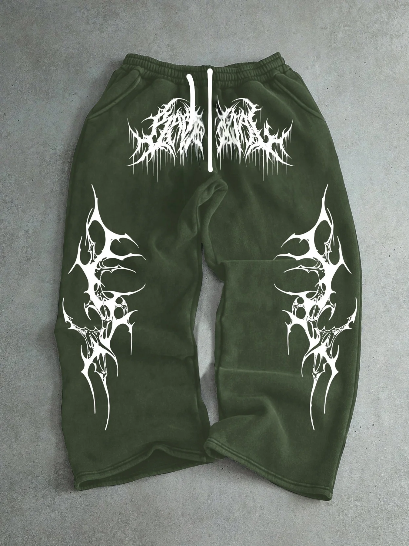 Herren Gothic Vertikale Grafik Weite Jogginghose mit Kordelzug Lose Gerade Baggy Y2K Dark Punk Streetwear Hose – Detail 3