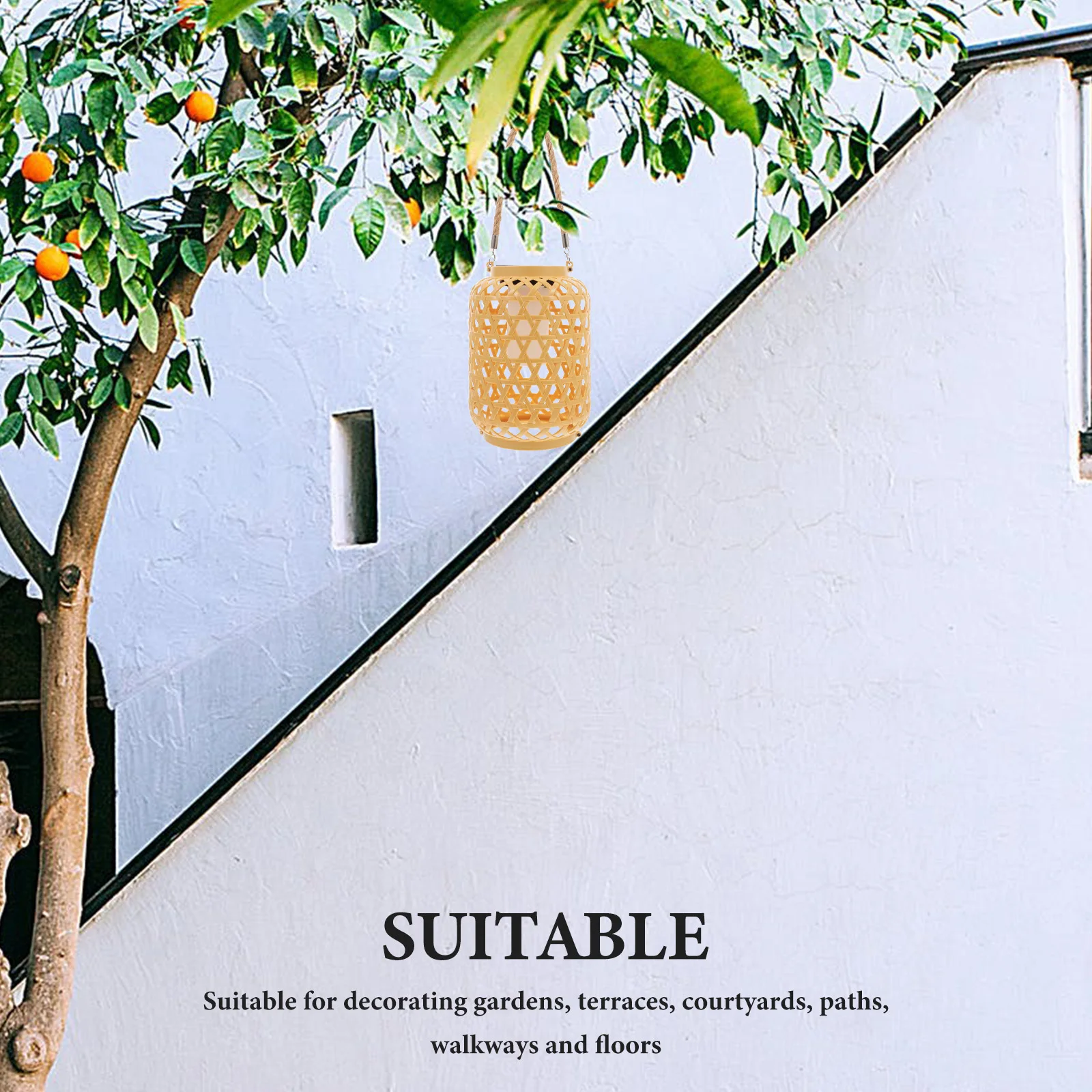 

Bamboo Style Solar Lantern Outdoor Garden Decorative Light Waterproof For Patio Yard Pathway Rattan Solar Lights Outdoor