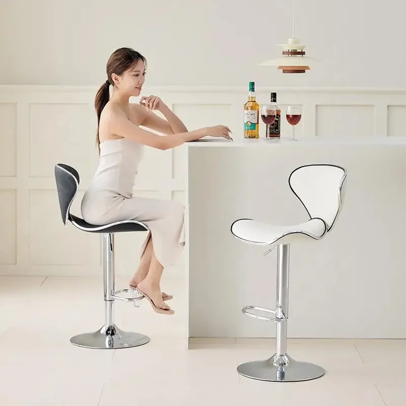 Scratch-Resistant Bar Seat Modern Simple Hotel Chair Adjustable Backrest High Stool Easy-Clean Nordic Seating for Indoor Use