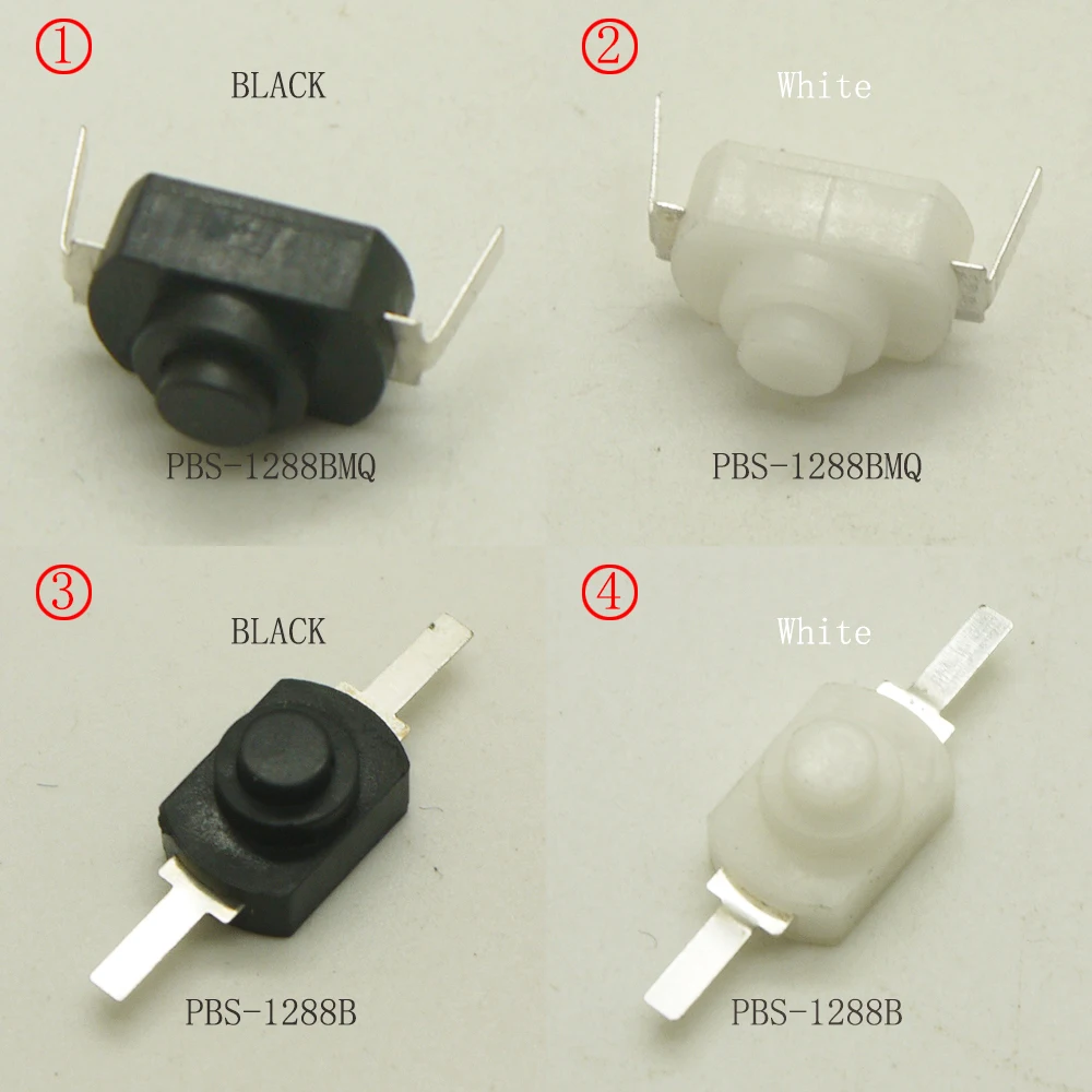 10PCS Flashlight Button 5V 1A Power ON-OFF Latching Press Locking PBS Button 12mm*8mm (12mmx8mm)  DC 30V 1A Plastic Button