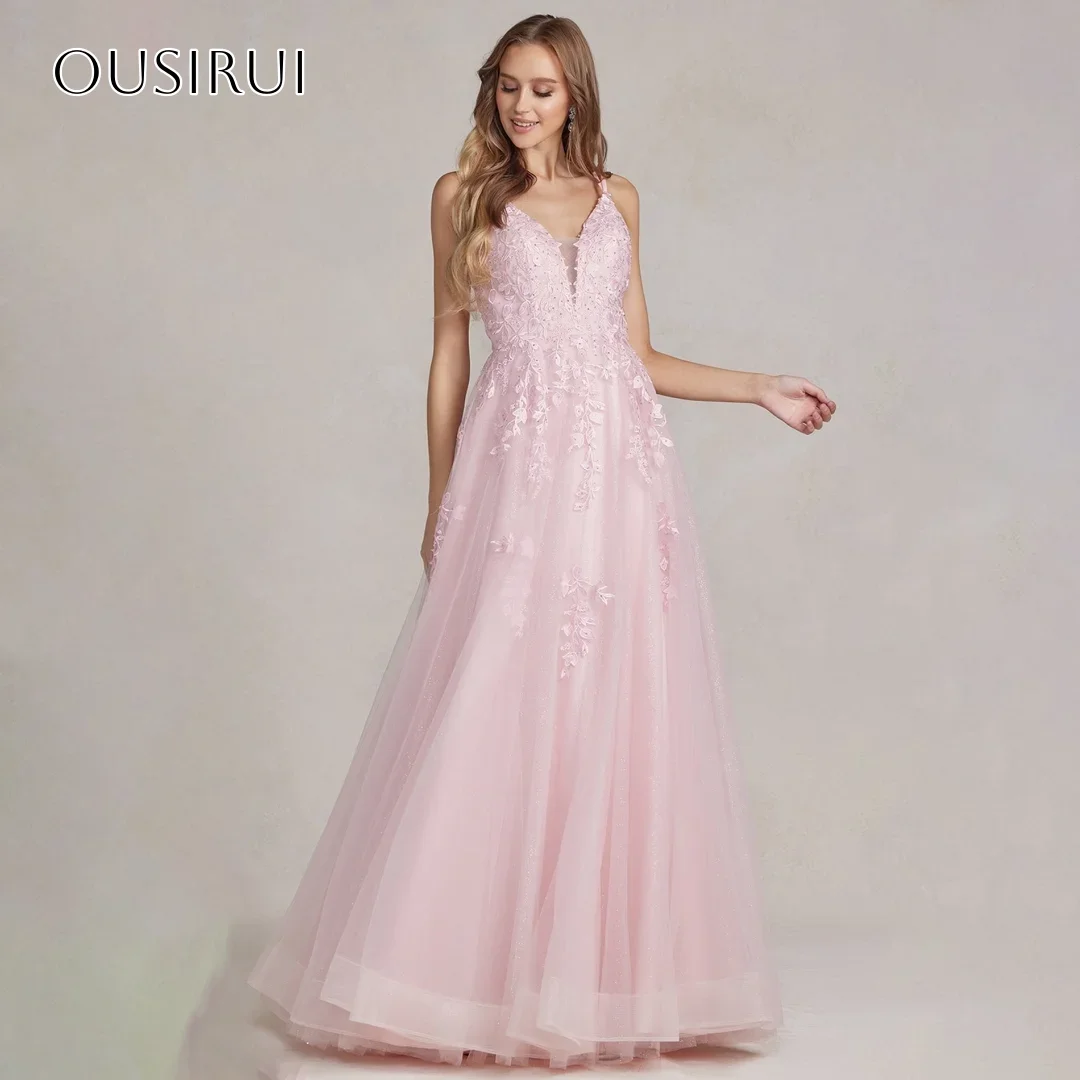 فساتين سهرة بأشرطة سباغيتي على شكل حرف a مطوي بدون أكمام مشد تول طول الأرض رداء حفلات مخصص Fساتين السيف