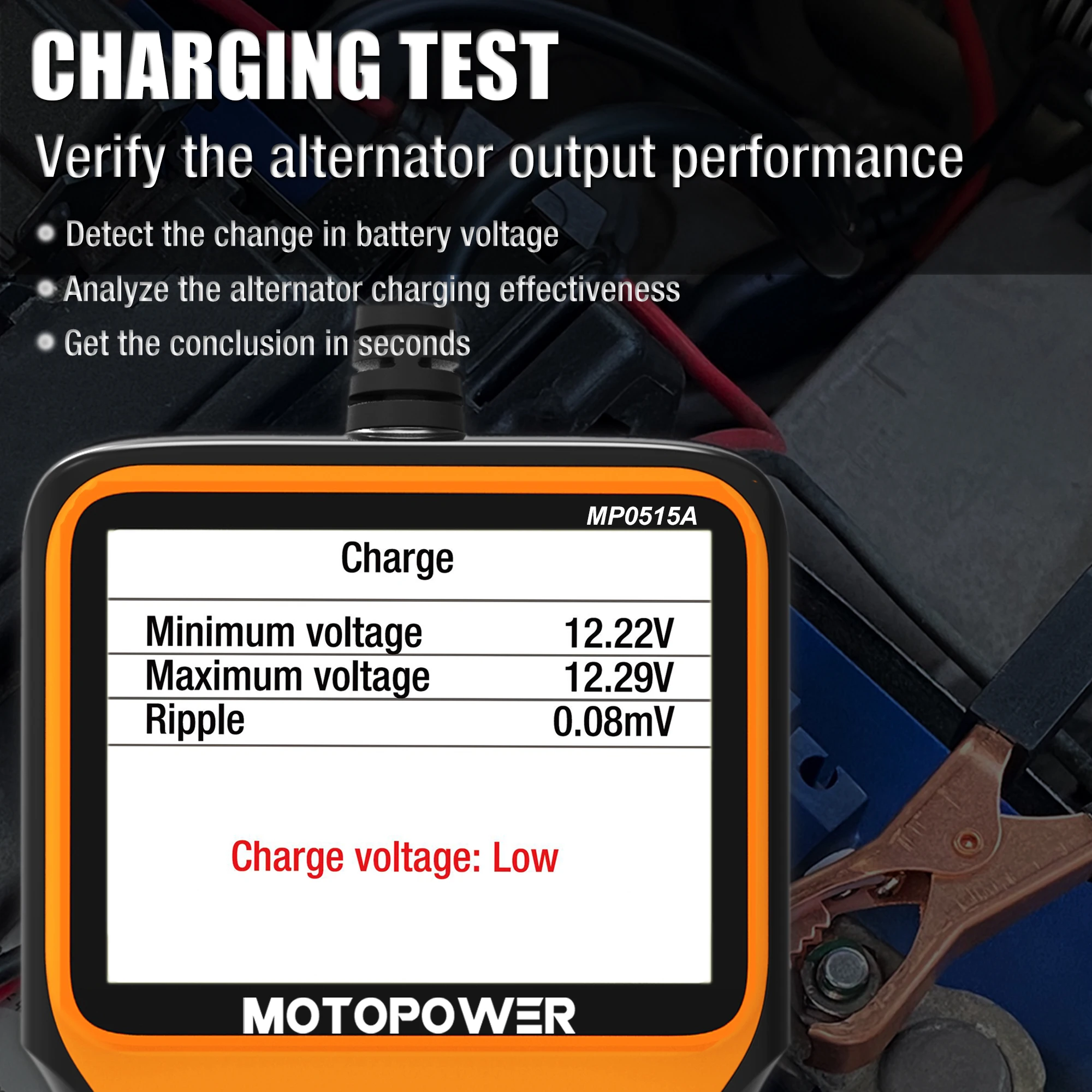 MOTOPOWER 12V Car Battery Tester Automotive 100-2000 CCA Battery Load Tester Auto Cranking and Charging System Test Scan