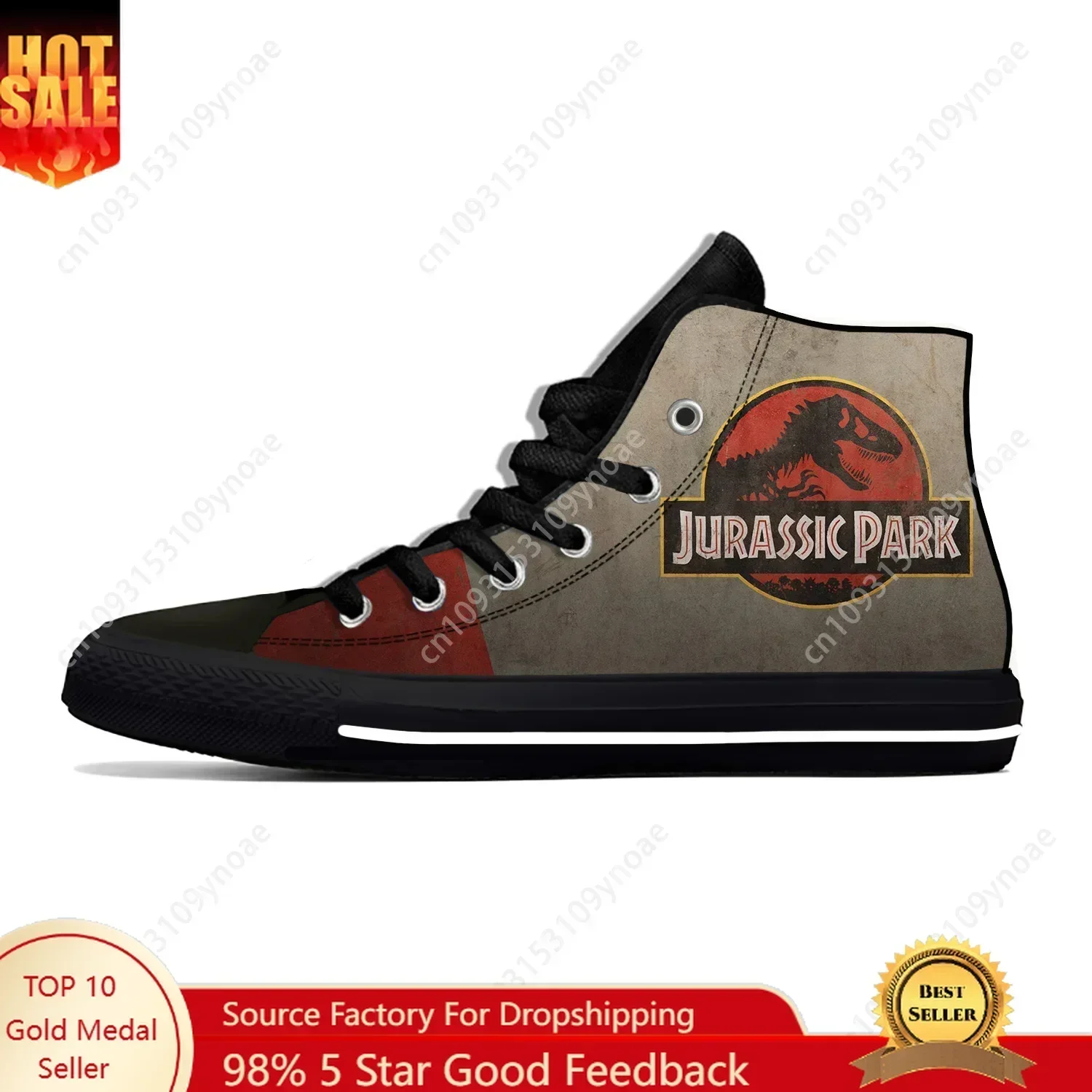 

Park Dinosaur Anime Cartoon Manga Comic Jurassic Hot Casual Shoes High Top Mens Womens Teenager Lightweight Breathable Sneakers