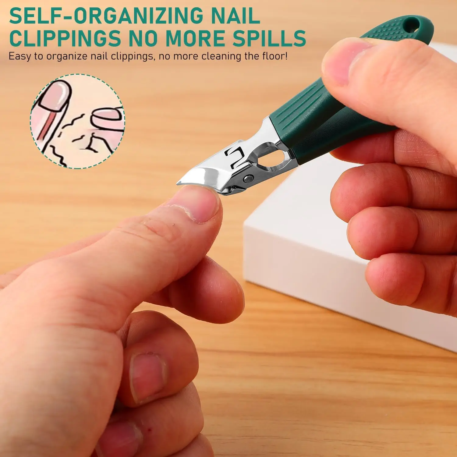 Coupe-ongles biseauté en bec d'aigle, coupe-ongles incliné anti-éclaboussures à large ouverture de la mâchoire, coupe-ongles résistant aux éclaboussures à longue poignée