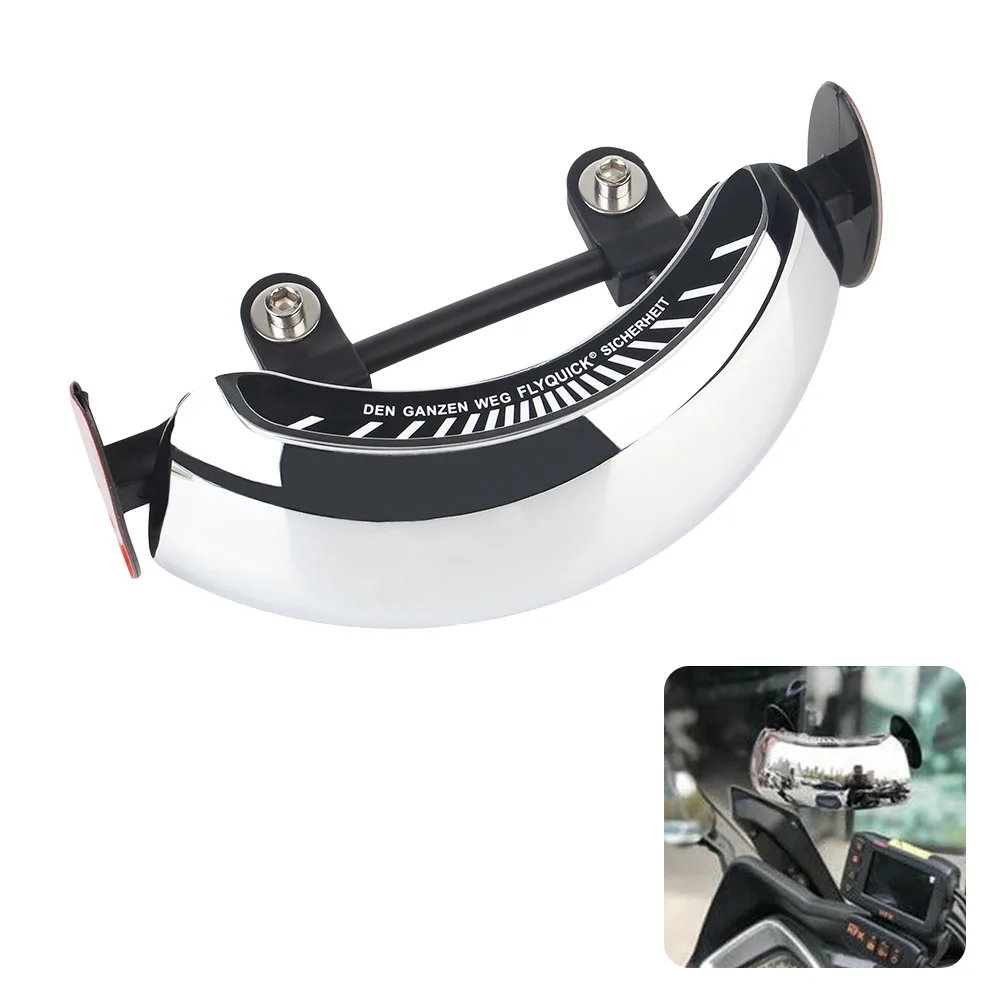 Motorcycle Rear View Mirror Rearview Mirror Holographic Central Windscreen Mount Chromed Universal 180 Ultra Wide Angle