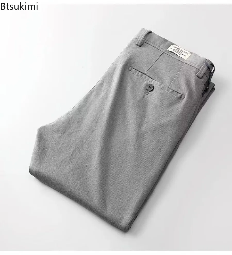 New 2025 Men's Business Casual Trousers High Quality Loose Breathable Straight Pants Fashion Spring and Summer Versatile Pants