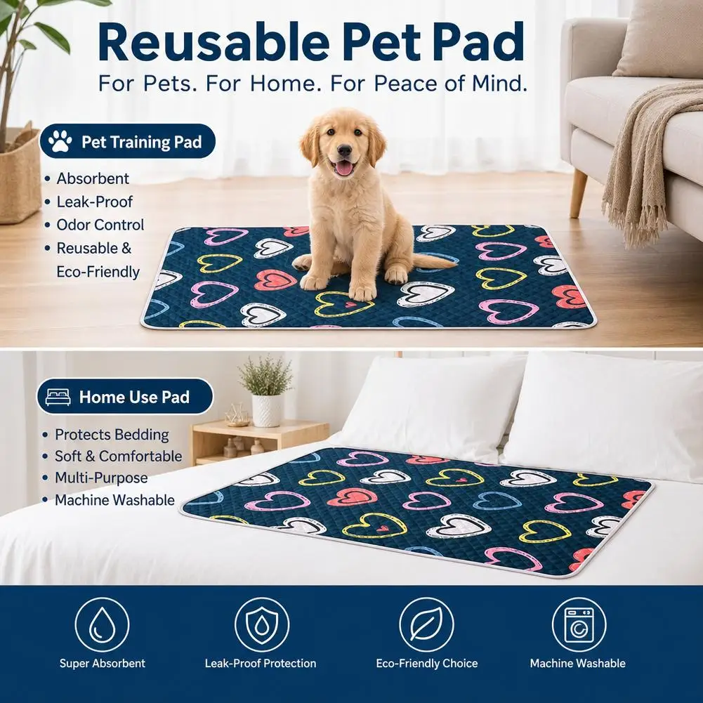 Reusable Pet Pee Pad Washable Dog Training Mat Waterproof Super Absorbent Puppy Odor Control Bedding Sofa Blanket Mattress