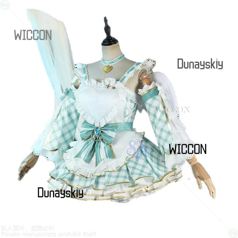 لعبة كوتوري مينامي التأثيرية أنيمي لوف لايف! زي كاواي الملاك الأزرق الأخضر منقوشة كعكة اللباس الحلو لوليتا الباروكات أجنحة الهالوين #6